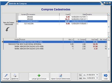 Cadastro de Compras