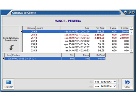 Compras do Cliente