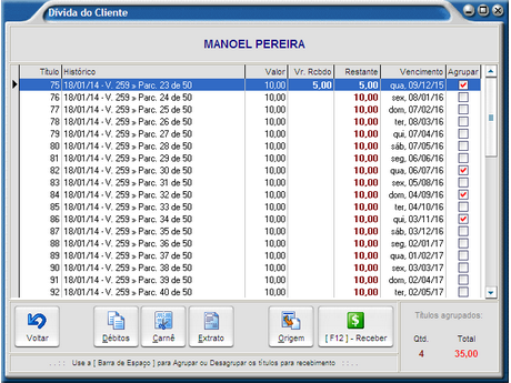 Dividas do Cliente