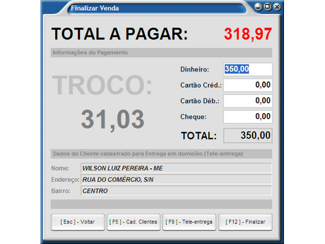 Fechamento da Venda
