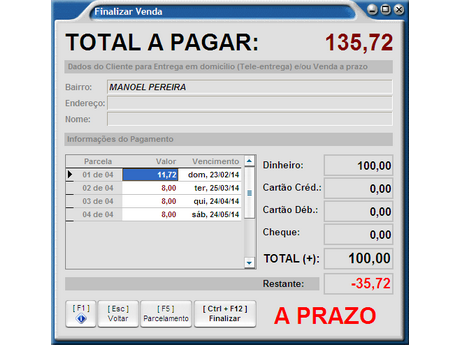 Fechamento a Prazo