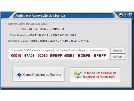 Tela de Registro e Renovacao